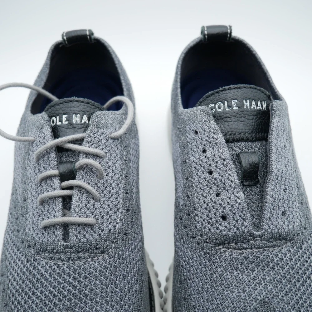 Cole Haan Zerogrand Stitchlite Oxford Grey Knit Wingtip Shoes C27565 Mens 9.5 M
